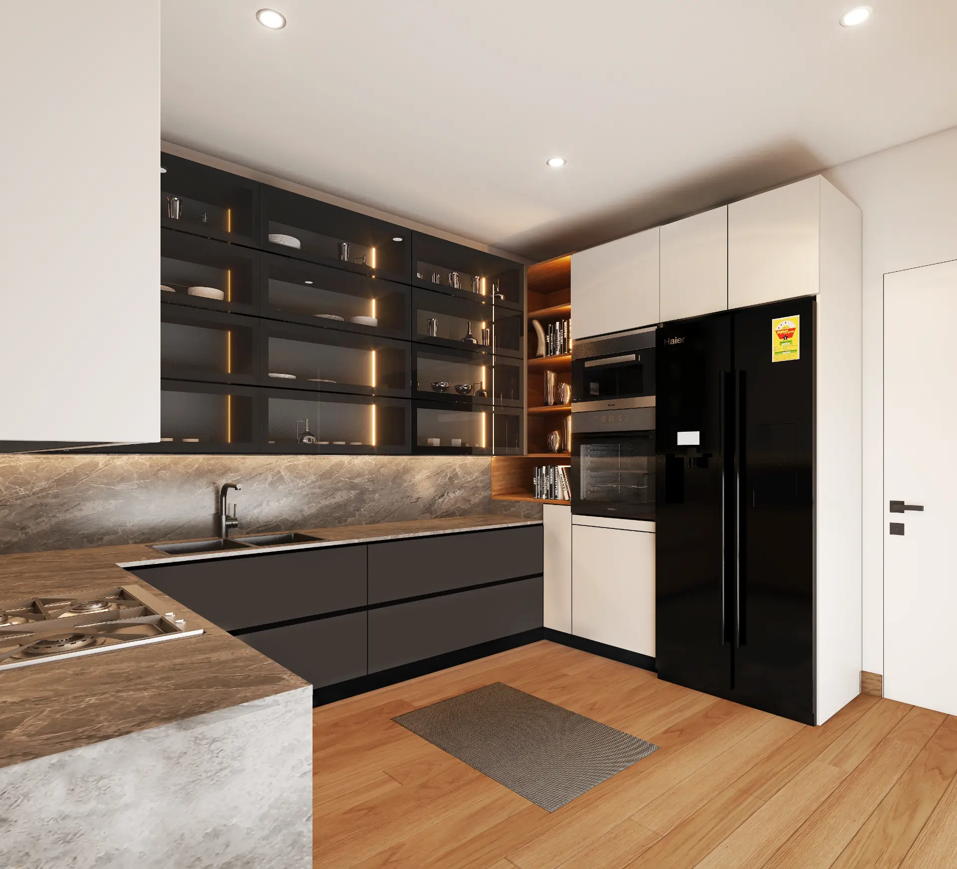 Rockwell fitted kitchen with stone worktops and integrated appliances