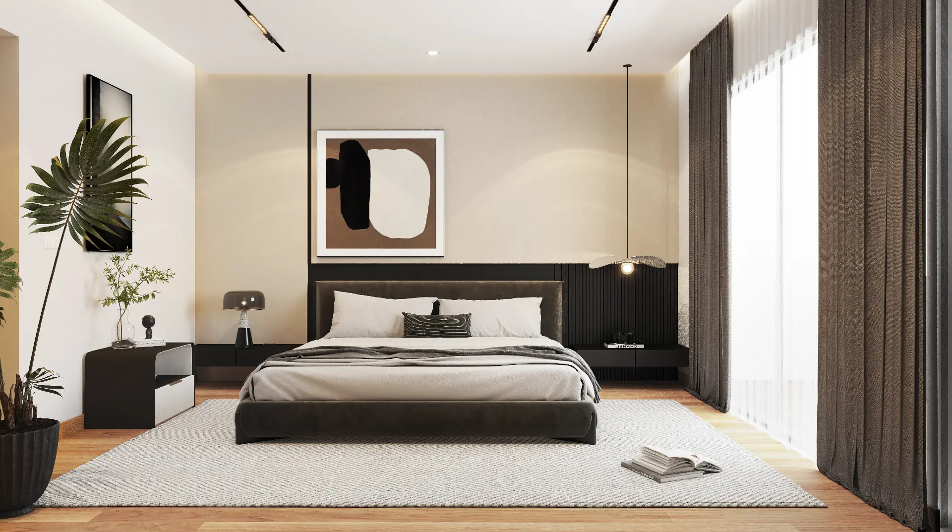 Rockwell type two principal bedroom with full-height windows