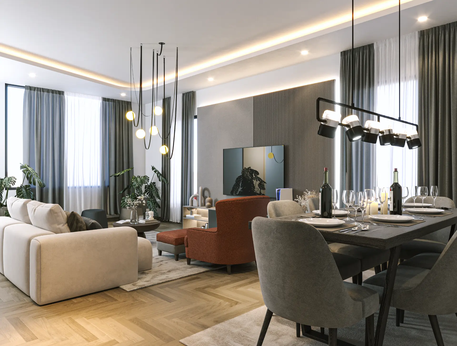 Sannan Homes open-plan living and dining area